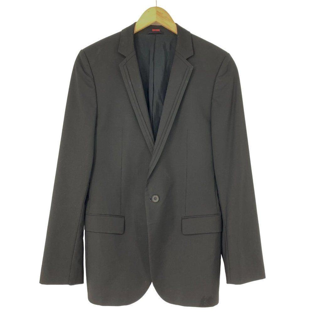 Mens Hugo Boss Dress Tux Jacket Coat Wool Jet Black Size 40L 3668 Formal Special